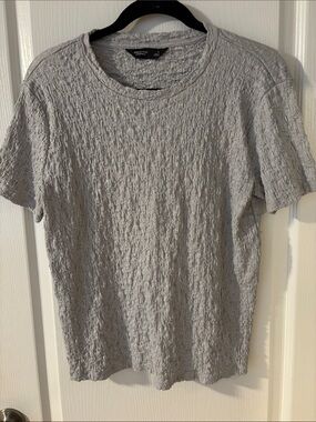 Simply Vera Vera Wang Light Gray Crinkled Short Sleeve Tee